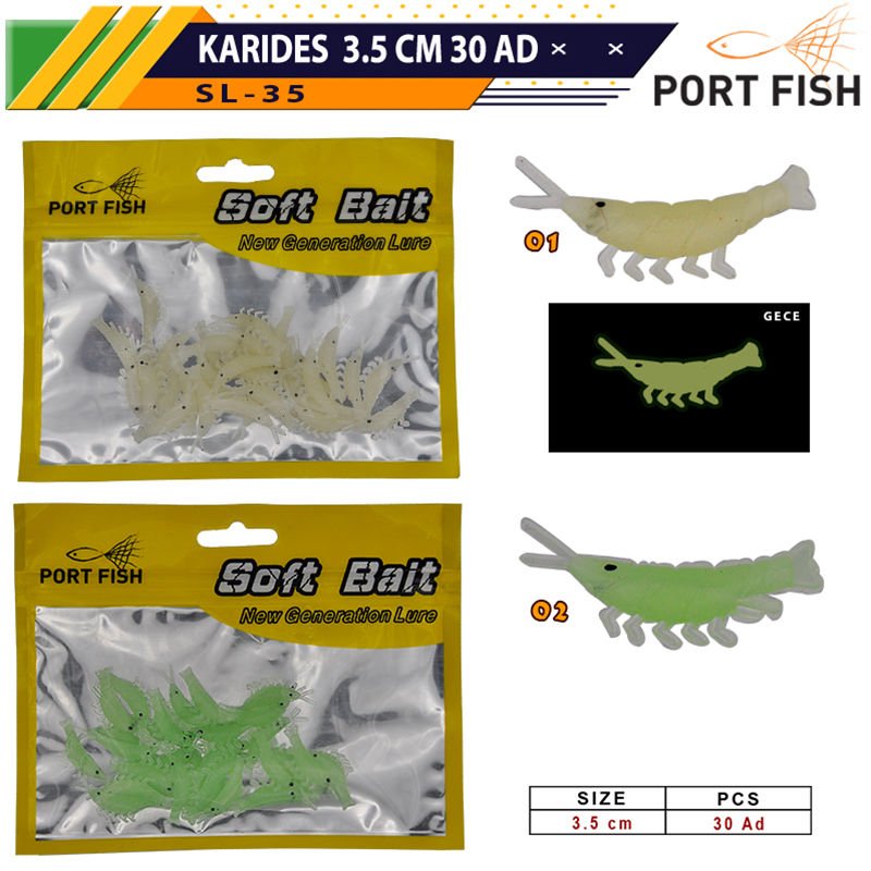 Portfish Karides Silikon Yem 3.5 cm 30 Adetli